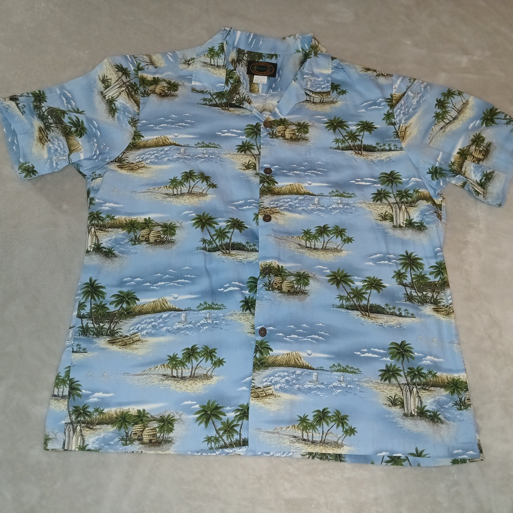 Island Breeze Blue Hawaiian Shirt